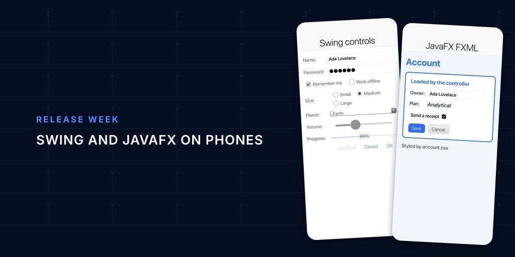 Swing and JavaFX code running as a native app